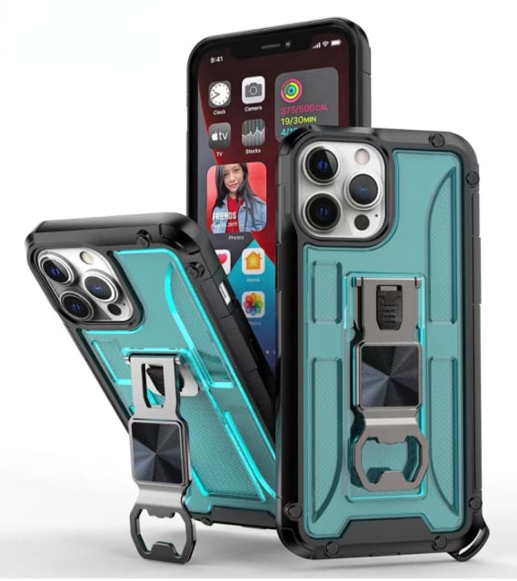 Armour Military Grade Bumpers with Kickstand Bottle opener Case for iPhone - Carbon Cases