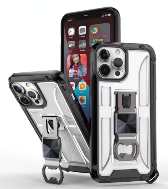 Armour Military Grade Bumpers with Kickstand Bottle opener Case for iPhone - Carbon Cases