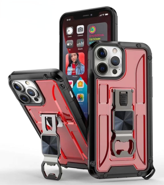 Armour Military Grade Bumpers with Kickstand Bottle opener Case for iPhone - Carbon Cases