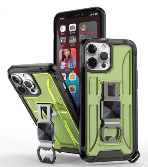 Armour Military Grade Bumpers with Kickstand Bottle opener Case for iPhone - Carbon Cases