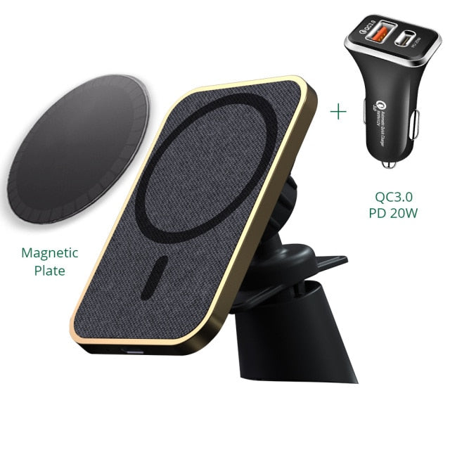 15W Magnetic Car Wireless Charger Stand For iPhone 13 12 - Carbon Cases