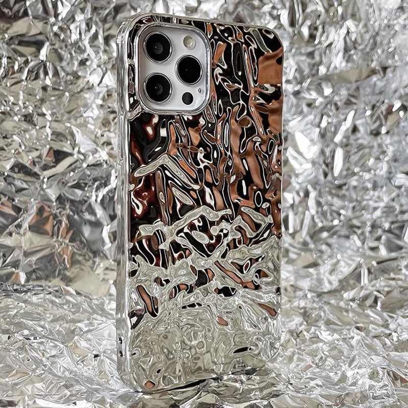 Luxury Silver Tin Foil Pleats Phone Case For iPhone - Carbon Cases