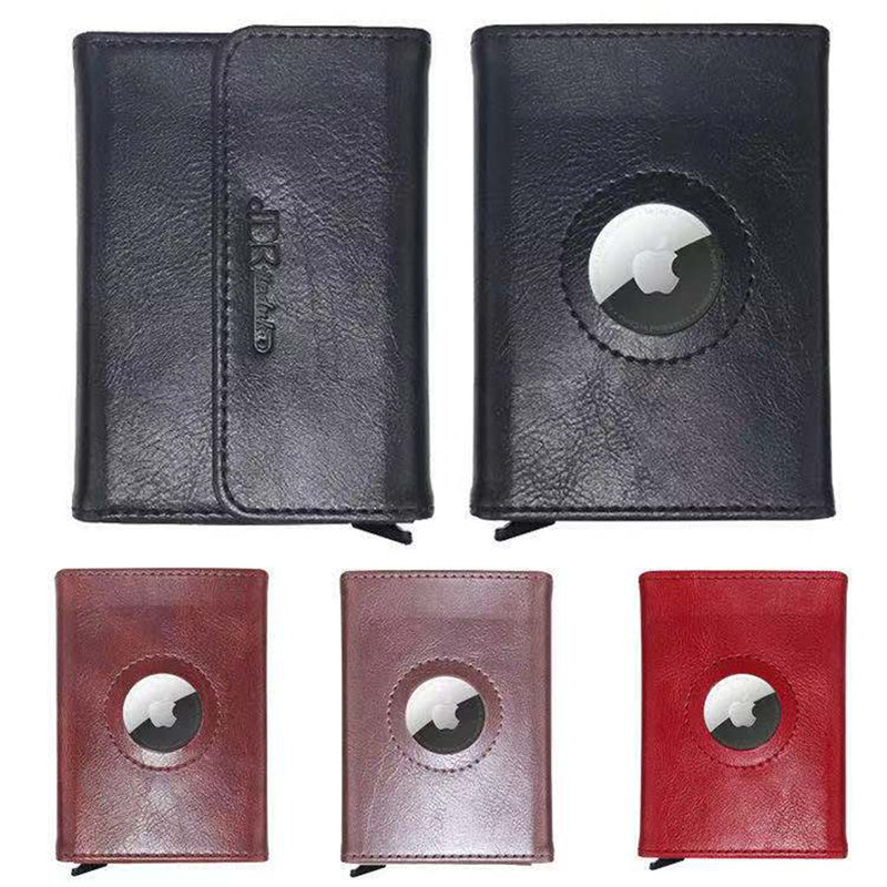 Leather Wallet For Apple Airtags Protective Case GPS Locator Tracker Anti-lost Device Card Holder Sleeve For AirTag Sleeve - Carbon Cases