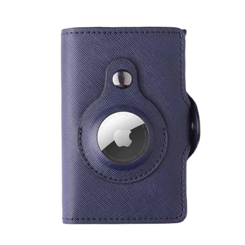 Leather Credit Card Holder RFID Blocking | Wallet with Built-in Case Holder for Apple AirTag - Carbon Cases