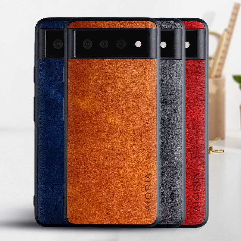 Luxury Vintage Leather Skin Covers For Google Pixel 6 - Carbon Cases