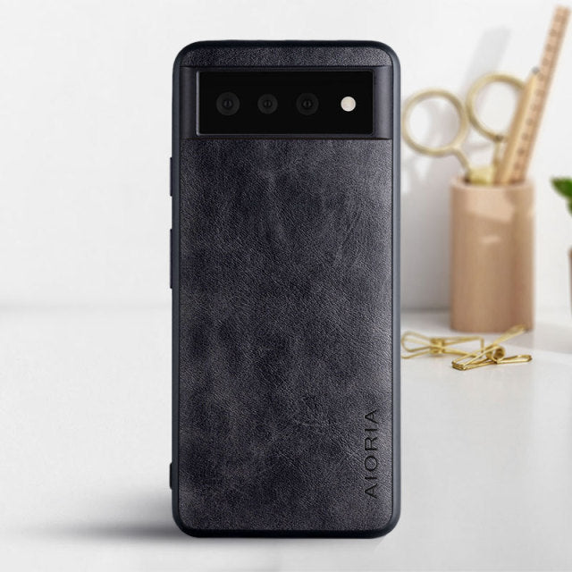 Luxury Vintage Leather Skin Covers For Google Pixel 6 - Carbon Cases