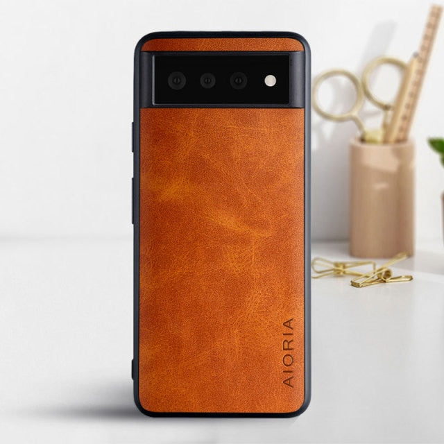 Luxury Vintage Leather Skin Covers For Google Pixel 6 - Carbon Cases