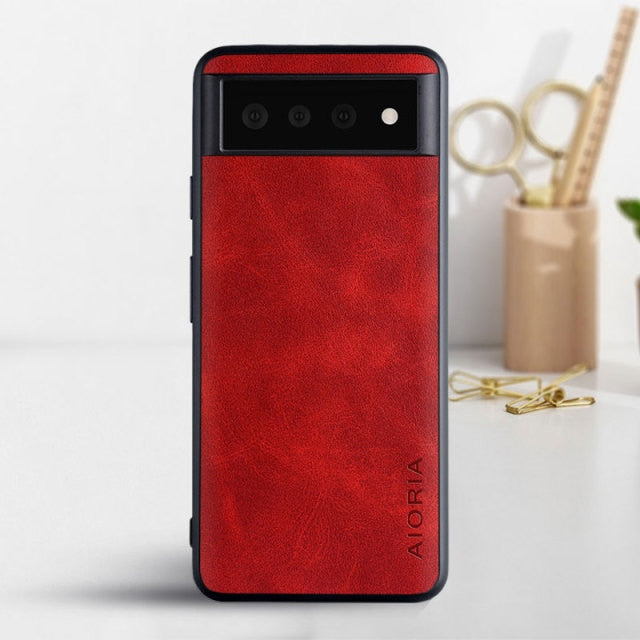 Luxury Vintage Leather Skin Covers For Google Pixel 6 - Carbon Cases