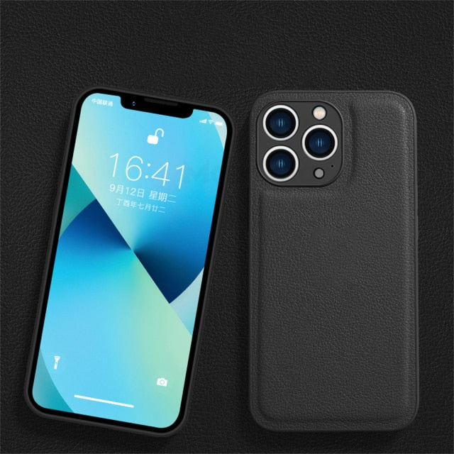 Luxury Solid Leather Case for iPhone - Carbon Cases