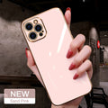 Luxury Electroplate Soft Silicone Square Frame Case for iPhone - Carbon Cases
