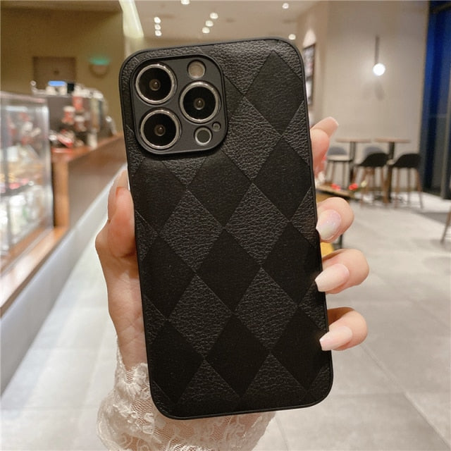 Leather Texture Shockproof Case For iPhone - Carbon Cases