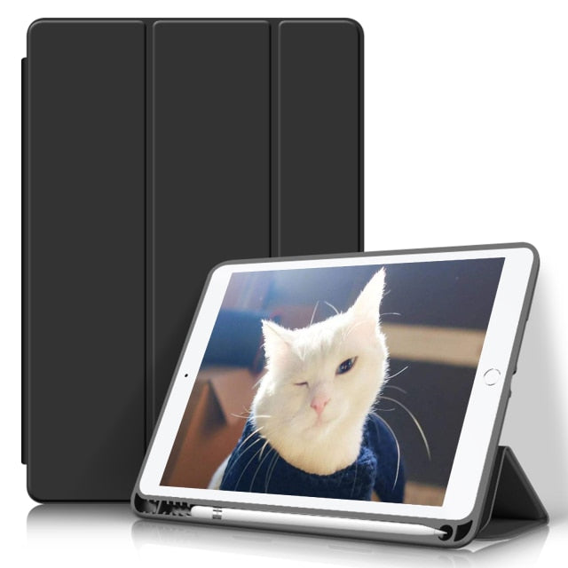 Case With Pencil Holder Cover Anti-fall For iPad - Carbon Cases