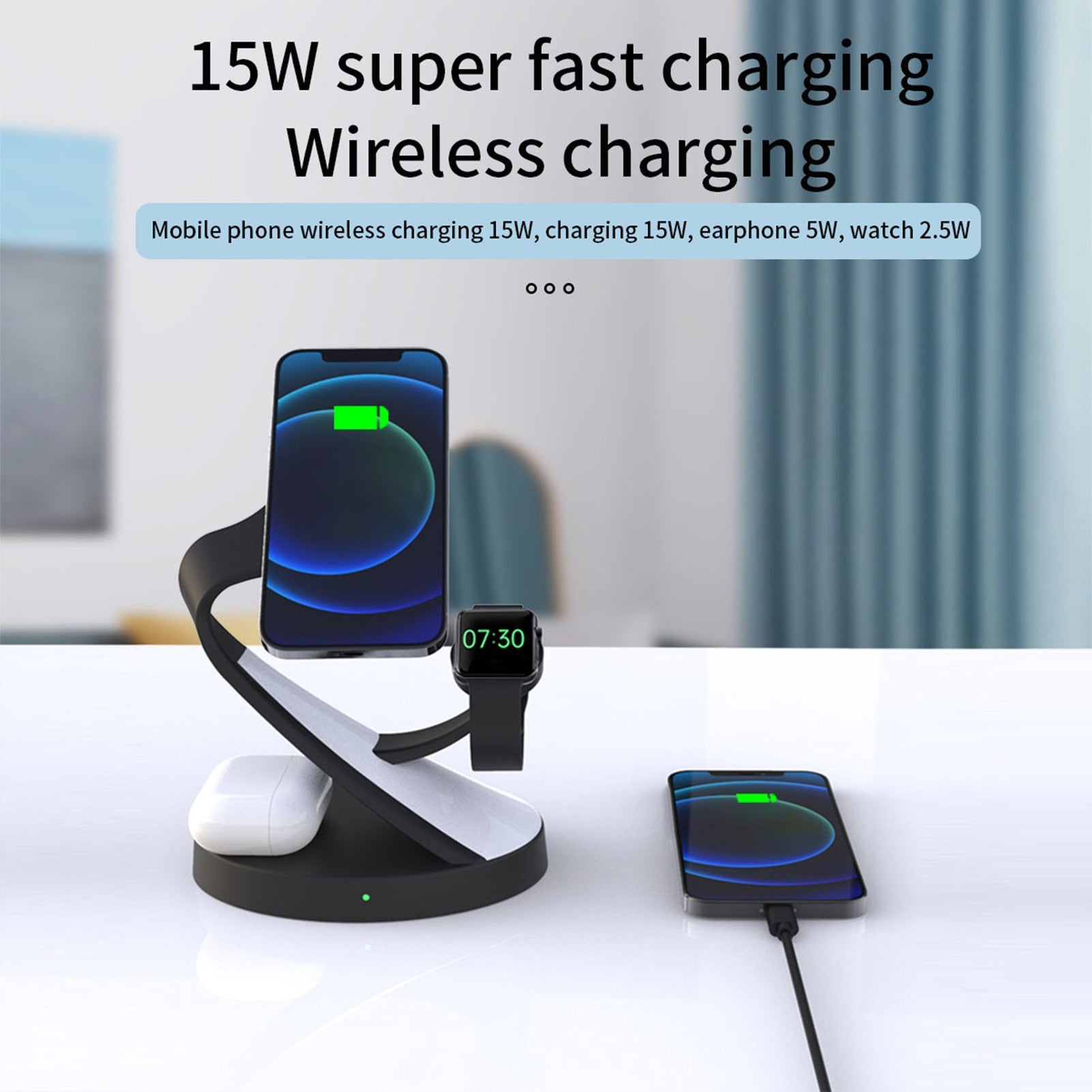 Wireless Charger Stand For iPhone 5 In 1 Fast Charging Dock Station - Carbon Cases