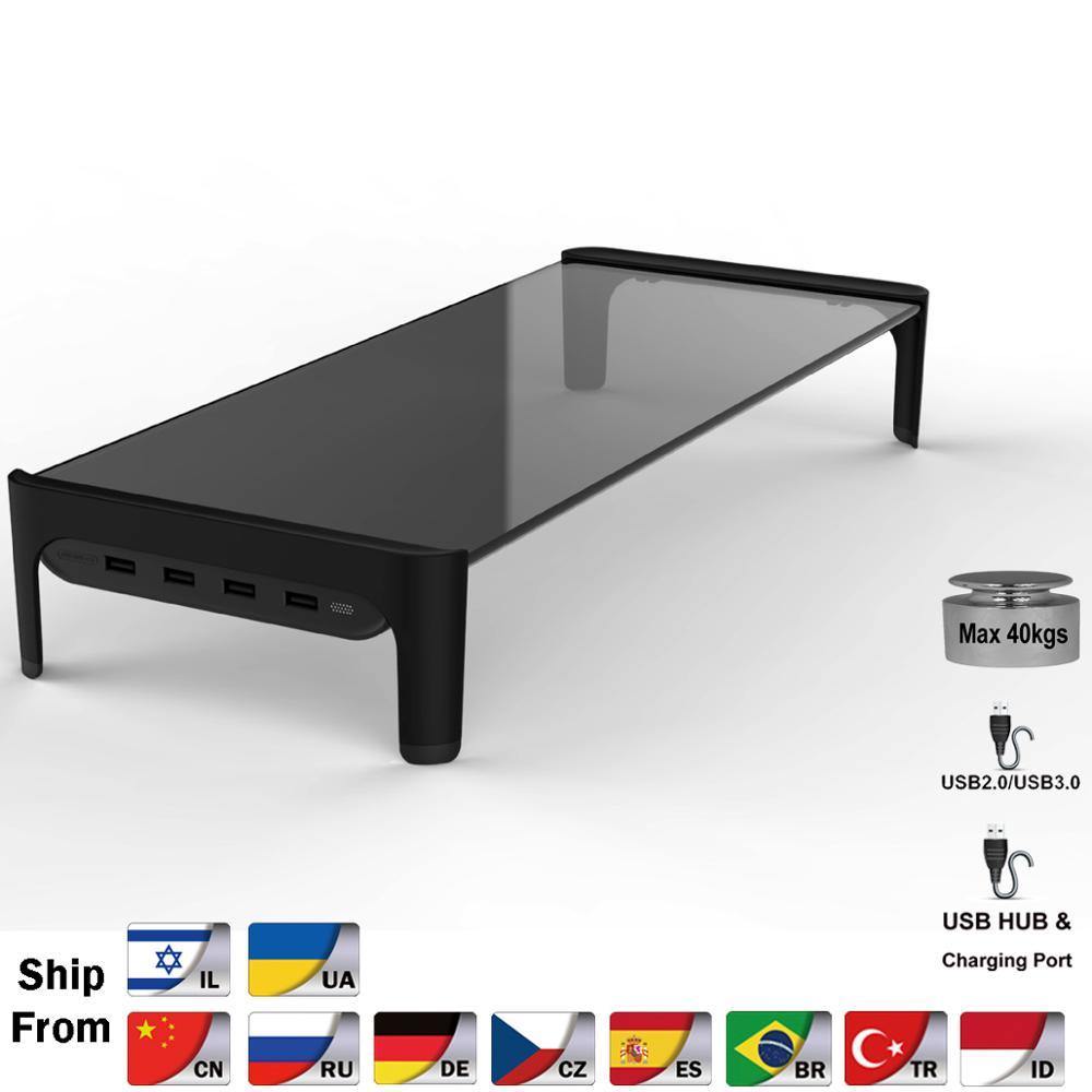 Desktop Monitor Notebook Laptop Stand with 4ports USB Hub Data Transmission and Fast Charger - Carbon Cases