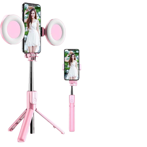 Wireless Bluetooth Selfie Stick with LED Ring Light Foldable Tripod Monopod - Carbon Cases